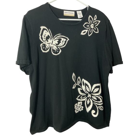 Vintage 80’s 90’s Alfred Dunner Sweater 2X Butterflies & Flowers - Picture 1 of 5
